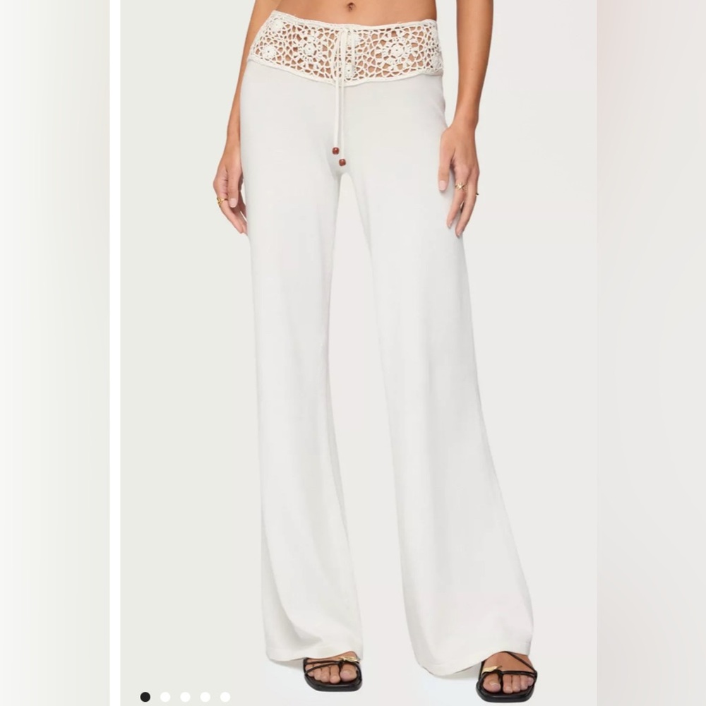 EDIKTED KRISTY CROCHET PANTS WAIST KNIT PANTS